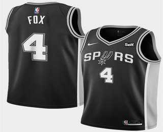 Men%27s San Antonio Spurs #4 DeAaron Fox Black 2025 Icon Edition Stitched Jersey Dzhi->sacramento kings->NBA Jersey